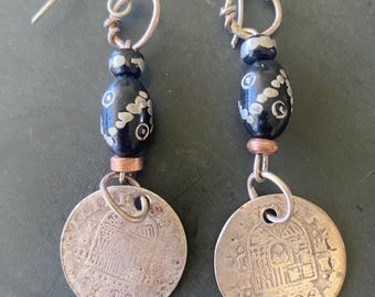 Spanish Riyal coin earrings
