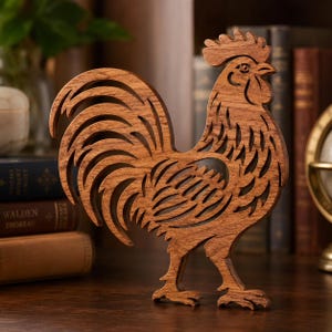 Gallo de madera para sierra de calar, archivo digital para corte láser (PDF, DXF)