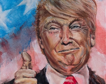 Donald Trump MAGA Art Print – Make America Great Again Wall Decor – Patriotic President Painting – Red White Blue USA Art – 12x24