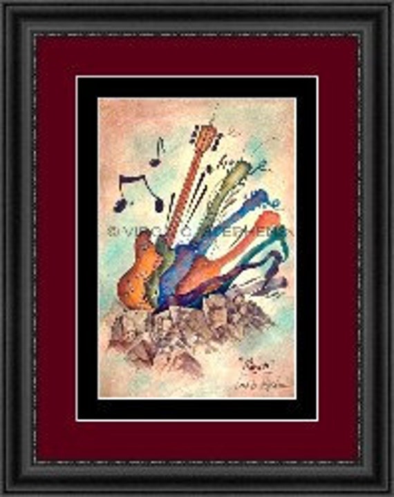 12x16, 16x24, 20x30 Colorful Abstract Guitar Art Print | Musical