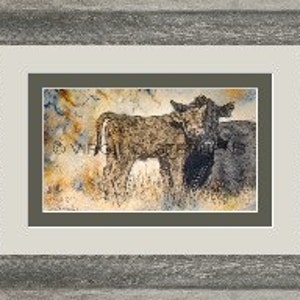 Cattle Art, Mothered Up, print from the original oil painting of a cow and her calf, cattle art, western art of cows, cattle in New Mexico image 2