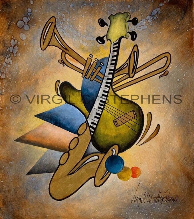 14x16, 16x18 Abstract Jazz Music Wall Art | Colorful