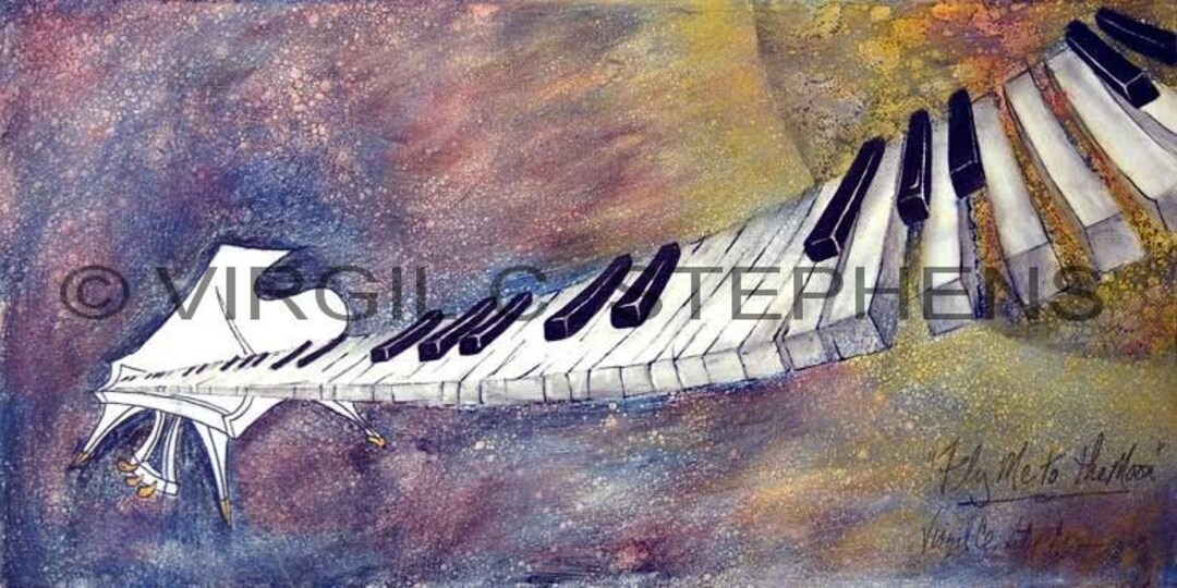 11x22 Whimsical Piano Keys Art Print | Musical Wall Decor for