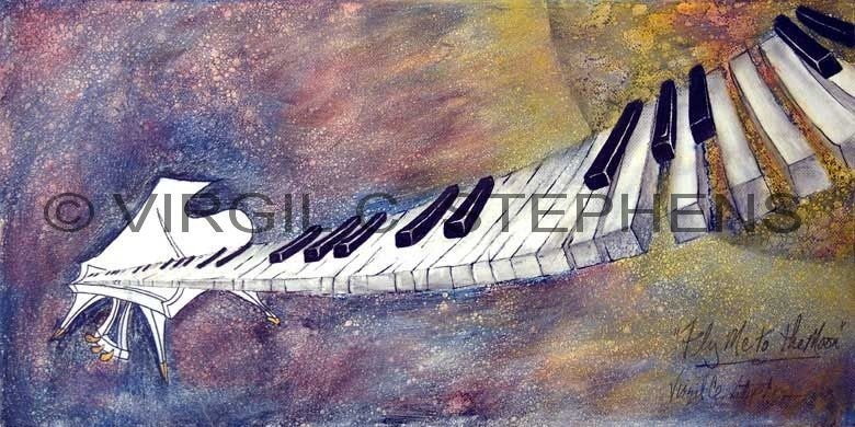 11x22 Whimsical Piano Keys Art Print | Musical Wall Decor for