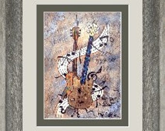11x16, 16x22 Eclectic Electric Guitar Art Print | Music Lover Wall