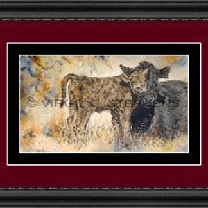 Cattle Art, Mothered Up, print from the original oil painting of a cow and her calf, cattle art, western art of cows, cattle in New Mexico image 3