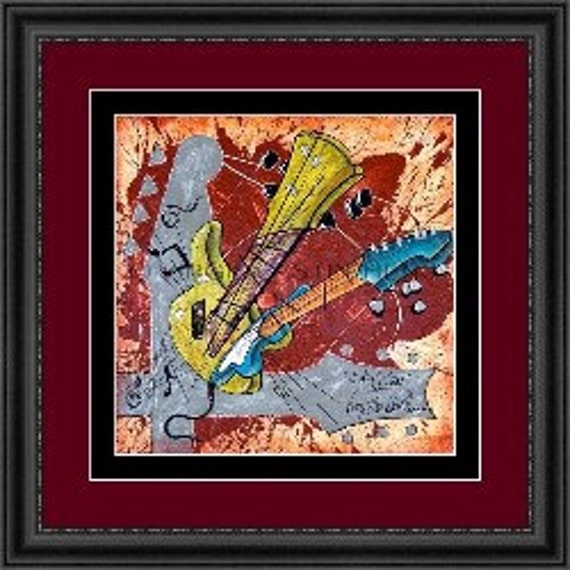 16x16 Abstract Guitar Art Print | Modern Music Lover Wall