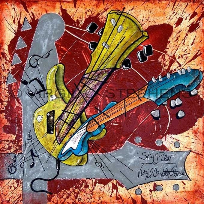 16x16 Abstract Guitar Art Print | Modern Music Lover Wall Decor
