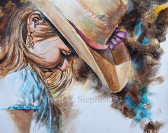 Cowgirl art, So Little Time To Be Small, print of a cowgirl getting pretty cowgirl art, ranch artwork, lady cowgirl
