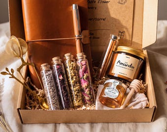 Herbal Tea Blending Kit-Loose Leaf Teas, Candle,Mug-Self Care Relaxation Gift Box-DIY Herbal Tea Kit for Her-Aesthetic Tea Box-Birthday Gift
