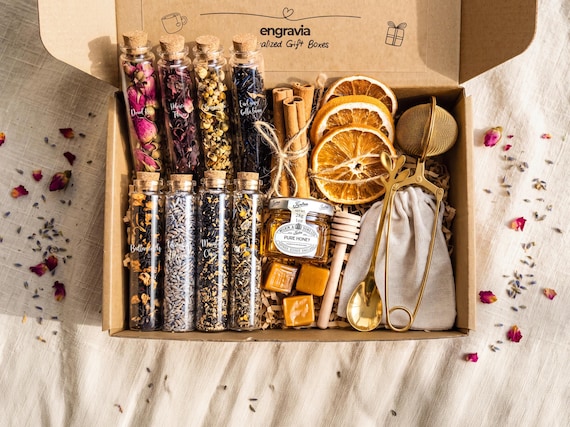 Personalized Tea Gift Box for Her-Tea Lover Gift Set-Self Care Gift Set-Birthday Gift Basket-Thank You Gift-Hygge Box-Christmas Gift for Mom
