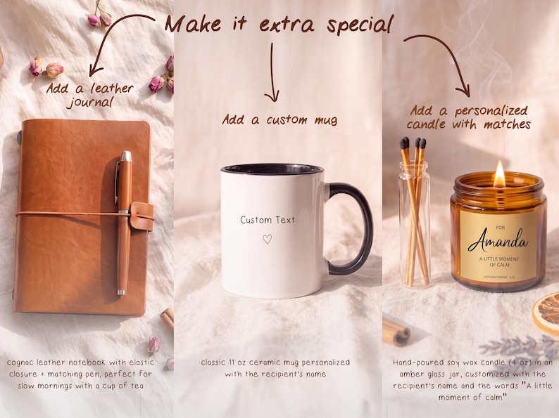 Personalized Tea Gift Box for Her-Tea Lover Gift Set-Self Care Gift Set-Birthday Gift Basket-Thank You Gift-Hygge Box-Christmas Gift for Mom image 5