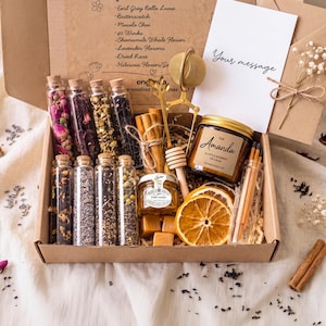 Personalized Tea Gift Box for Her-Tea Lover Gift Set-Self Care Gift Set-Birthday Gift Basket-Thank You Gift-Hygge Box-Christmas Gift for Mom image 6