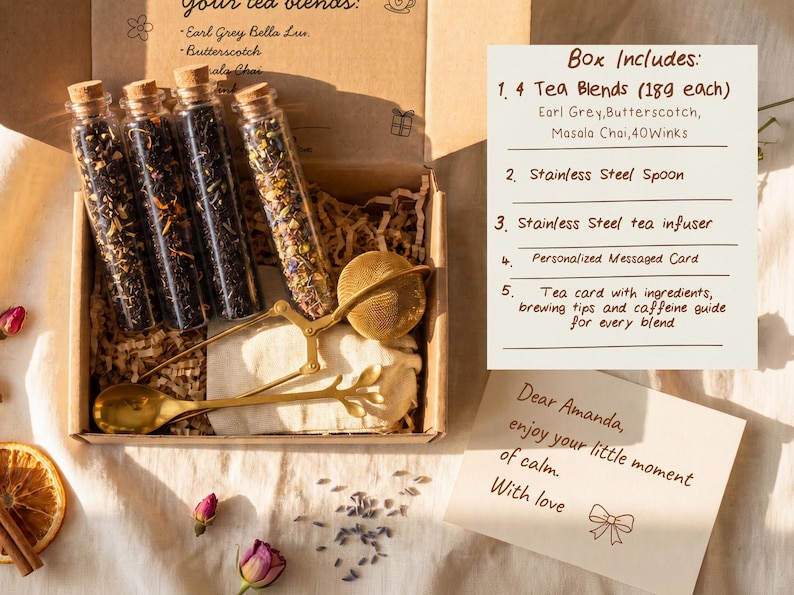 Personalized Tea Gift Box for Her-Tea Lover Gift Set-Self Care Gift Set-Birthday Gift Basket-Thank You Gift-Hygge Box-Christmas Gift for Mom Box#2