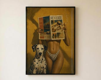 Dalmatian Print Fashion Poster, Faceless Woman Fashion Poster, Sensual Boudoir Decor, Glam Bedroom Print, Fine Art Print