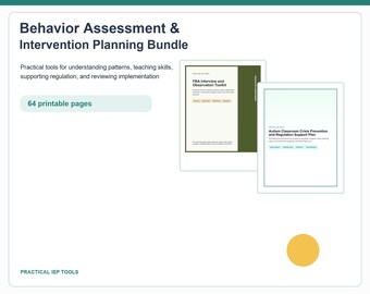 Behavior Assessment and Intervention Bundle | 64-Page FBA and BIP Toolkit