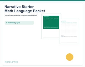 Math Workshop Language Packet | Narrative & Strategy Explanation Prompts