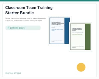 Classroom Team Training Starter Bundle | Paraprofessional and Substitute Tools