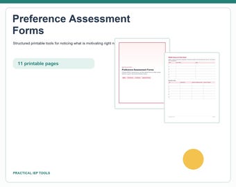 Preference Assessment Forms | MSWO, Paired Choice and Free Operant Data