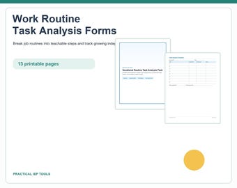 Work Routine Task Analysis Forms | Vocational Job Skills Checklist