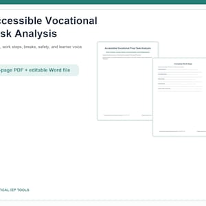 Accessible Vocational Task Analysis | Work Routines, Breaks & Safety | Editable PDF + DOCX