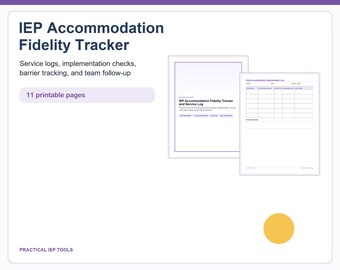 IEP Accommodation Fidelity Tracker & Service Log | 11-Page PDF