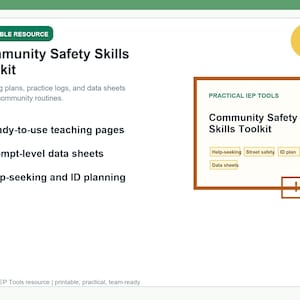 Community Safety Skills Toolkit | Teaching Plans & Data Sheets