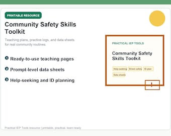 Community Safety Skills Toolkit | Teaching Plans & Data Sheets