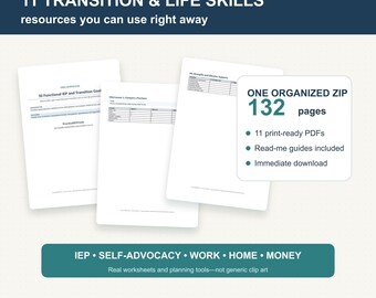 11 Transition & Functional Life Skills Resources | Special Education PDF Starter Library