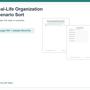 Real-Life Organization Scenario Sort | Time, Materials & Task Planning | Editable PDF + DOCX