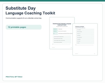 Substitute Day Pragmatic Language Toolkit | Communication Cards & Coaching Forms
