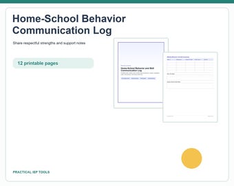 Home School Behavior Communication Log | Special Education Daily Notes