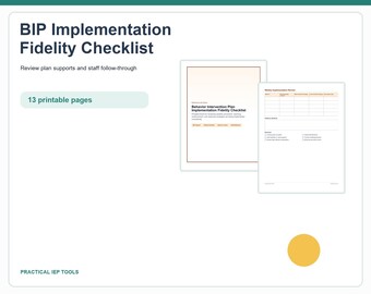 BIP Implementation Fidelity Checklist | Behavior Plan Team Review Forms