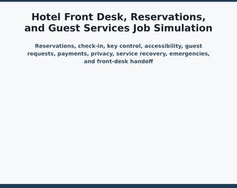 Hotel Front Desk, Reservations, and Guest Services Job Simulation | Vocational Transition