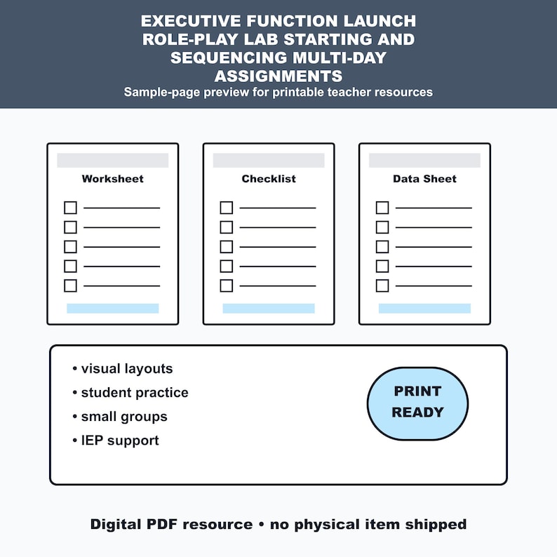 Executive Function Launch Role-Play Activity | Planning and Task Initiation | Special Education PDF image 2