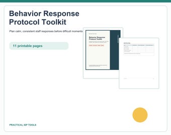 Behavior Response Protocol Toolkit | Calm Staff Response Planning Forms