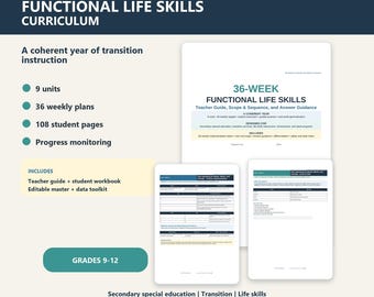 36-Week Functional Life Skills Curriculum | Secondary Transition PDF + Editable DOCX