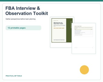 FBA Interview and Observation Toolkit | Special Education Behavior Forms