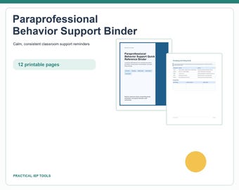 Paraprofessional Behavior Support Binder | Special Education Staff Guide