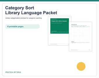 Library Category Sort Language Packet | Caregiver Coaching Resource