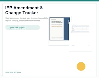IEP Amendment and Change Tracker | Special Education Case Manager Forms