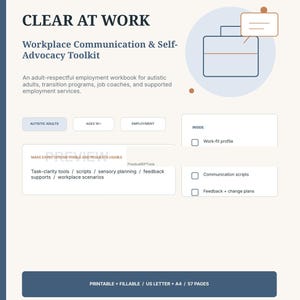 Autistic Adult Workplace Toolkit | Communication Scripts, Task Clarity, Feedback, Boundaries & Self Advocacy PDF