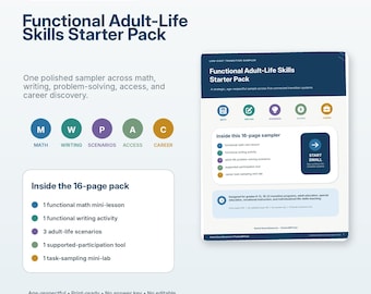 Functional Adult Life Skills Starter Pack, Transition Special Education PDF