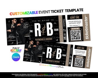 Chris Brown Usher R&B Tour Ticket Template, Customizable Event Pass (Digital Download)