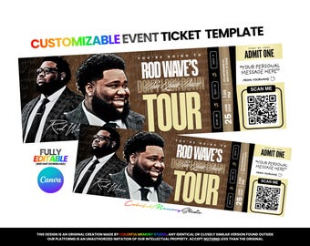Rod Wave Ticket Template, Don't Look Down Tour Ticket | Personalizable & Printable