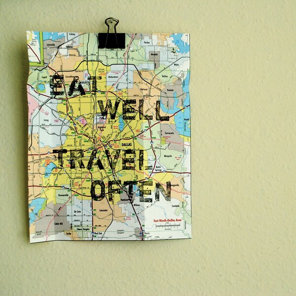 Quote Stamp Art: "Eat Well, Travel Often."