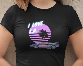 I Love L.A. | 80s 90s Aesthetic Shirt | Randy Newman Song Inspired | Los Angeles Shirt | Synthwave / Retrowave | Cyberpunk Shirt