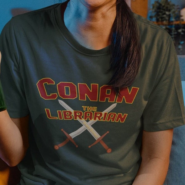 Conan The Librarian Parody Short Sleeve Tee | UHF Gift | Book Lover Gift | Library Fans | Book Core Tshirt | Literary Tee