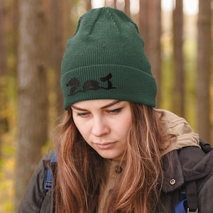 Sea Monster Embroidered Beanie | Cryptid Sea Serpent Loch Ness Monster Nessie Hat | Nautical Pirate Map Cryptozoology Fantasy Adventure Wear