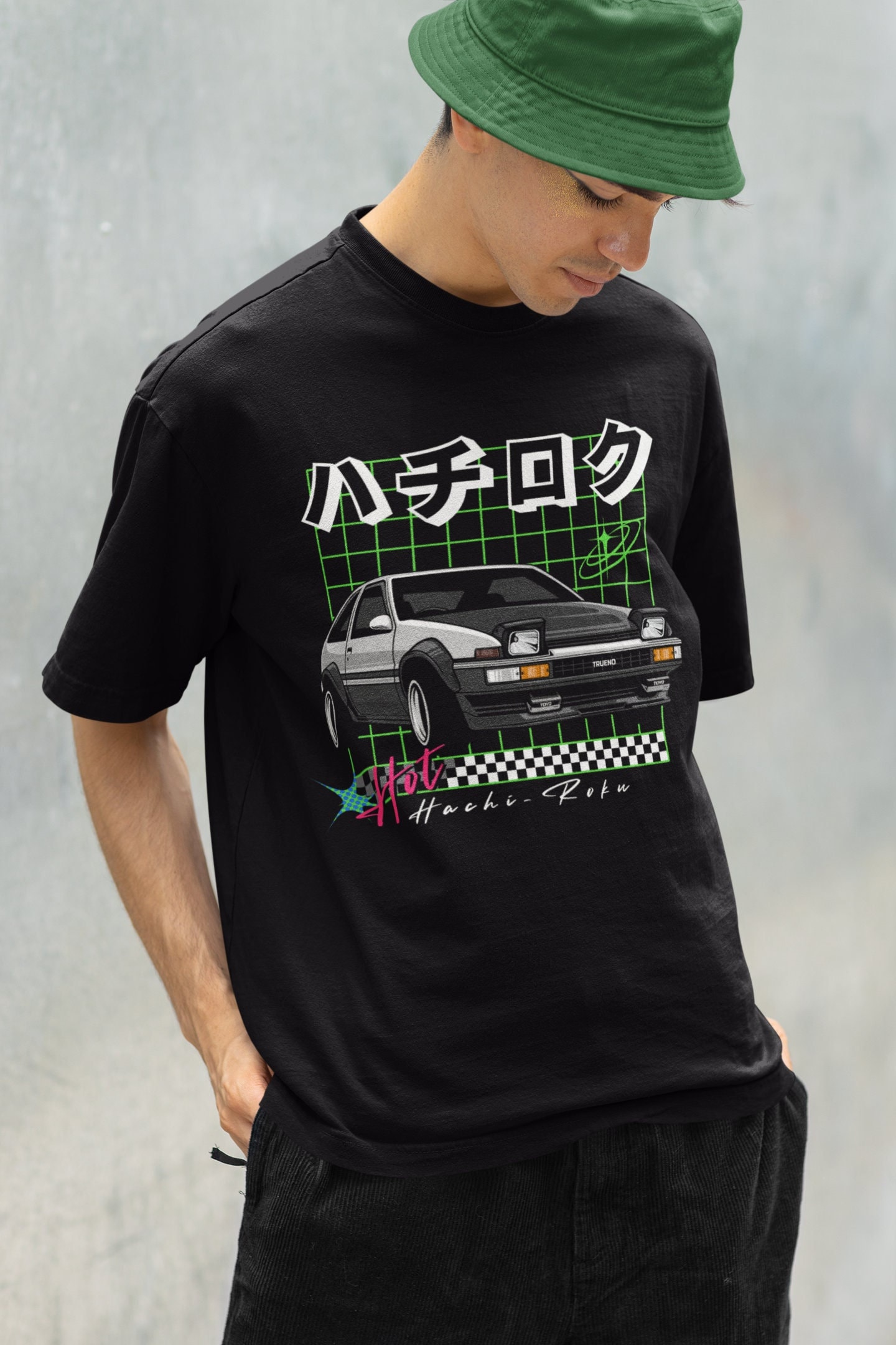 Camisa estética do vintage quente de Hachi Roku de <br> Entrega Rápida? Camiseta gráfica AE86 Trueno | Vibrações japonesas retrô dos anos 80 e 90 Y2k | Camiseta JDM para entusiasta de automóveis